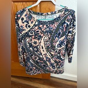 T by Talbots Pullover 3/4 sleeve l Top With Boatneck Medium New Without Tags